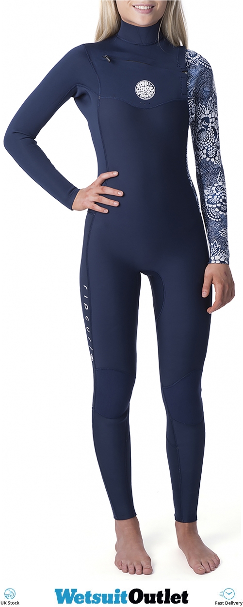 Rip Curl Dawn Patrol 4//3MM Chest Zip Wetsuit Blue with Lightweight Easy Stretch Thermal Flash Lining