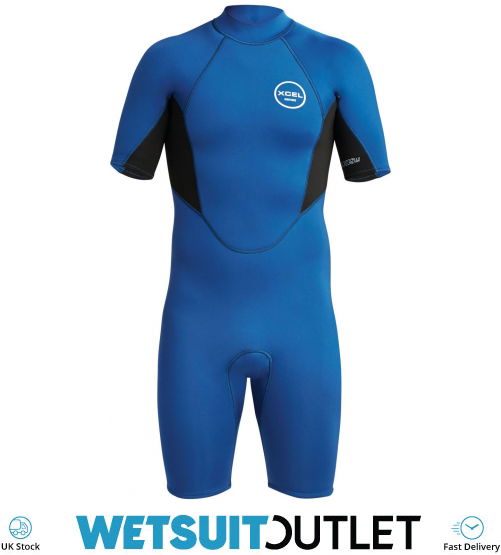 2023 Xcel Mens Axis 2mm Back Zip Shorty Wetsuit MN210AX9 Blue Wetsuits Wetsuit Outlet
