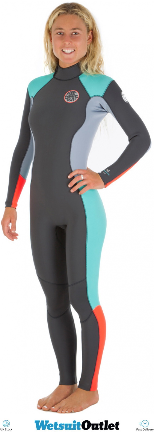 Rip Curl Ladies Dawn Patrol 4/3mm GBS Back Zip Wetsuit GREY WSM4FW