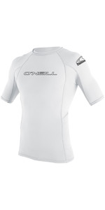2022 O'Neill Basic Skins Short Sleeve Crew Rash Vest WHITE 3341