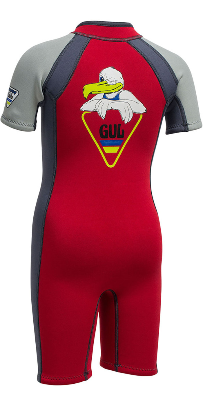 Gul SeaSpray Toddler 3/2mm Flatlock Shorty Wetsuit RED / GREY SS3301