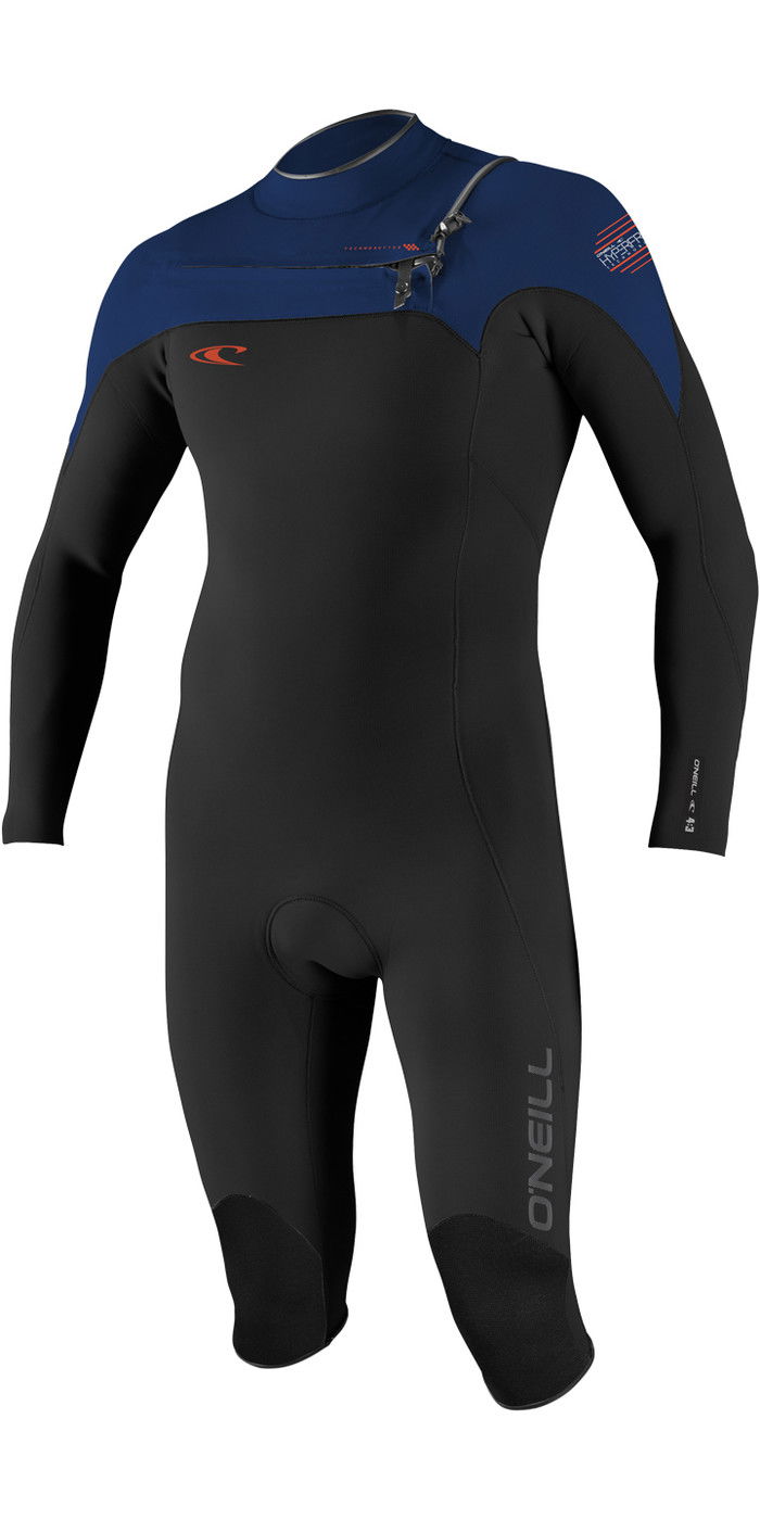 2017/18 O'Neill Hyperfreak 4/3mm Chest Zip L / S 3/4 Leg Wetsuit BLACK