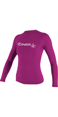 2024 O'Neill Womens Basic Skins Long Sleeve Crew Rash Vest 3549 - Fox Pink