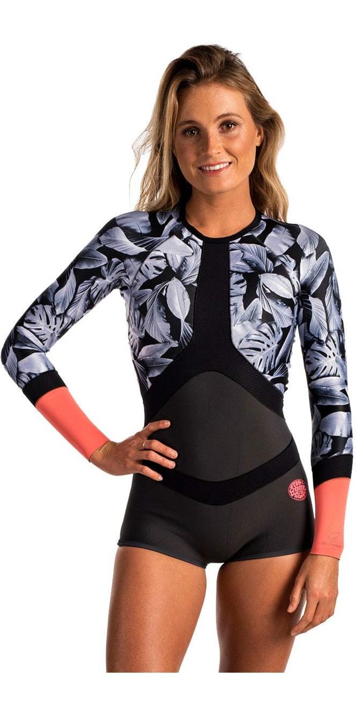 Rip Curl Womens Madi 1mm Long Sleeve Boyleg Spring Shorty Wetsuit CORAL