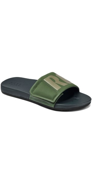 2018 Reef Mens Cushion Bounce Slide Flip Flops Olive / Grey RF0A3OL5OGL