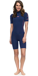 2018 Roxy Womens Syncro Series 2mm Back Zip Shorty Wetsuit NAVY ERJW503007