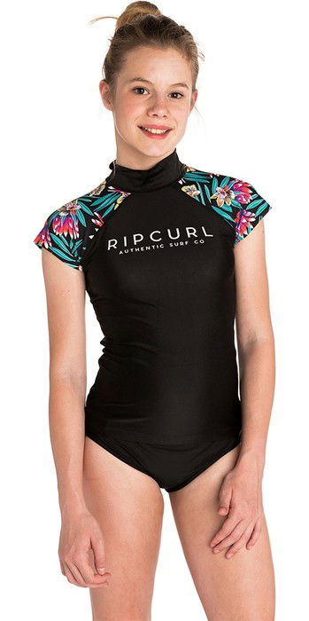 2019 Rip Curl Teen Girls Breaker Capped Sleeve Rash Vest Black Wly8hj Wetsuits Wetsuit Outlet