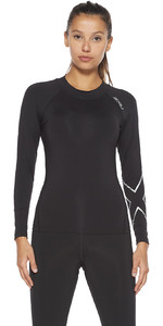 2022 2XU Womens Ignition Compression Long Sleeve Top WA6405a - Black / Silver