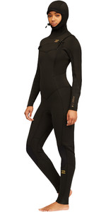 2021 Billabong Womens Synergy 5/4mm Chest Zip Hooded Wetsuit Z45G15 - Black Tie Dye
