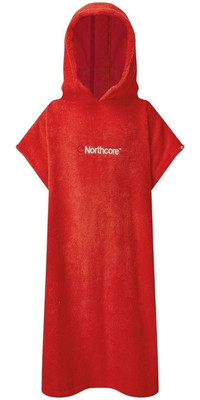 2024 Northcore Kids Beach Basha Hooded Towel Changing Robe / Poncho NOCO24D - Red