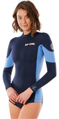 2021 Rip Curl Womens G Bomb 2mm Long Sleeve Back Zip Shorty Wetsuit WSP3TW - Slate