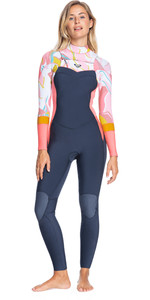 2021 Roxy Womens Syncro 5/4mm Chest Zip GBS Wetsuit ERJW103083 - Jet Grey / Coral Flame / Temple Gold