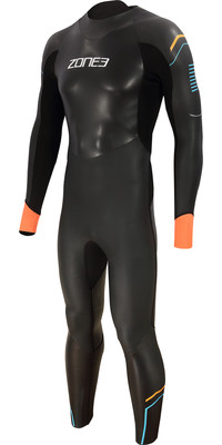 2022 Zone3 Mens Aspect 3/2mm Breastroke Open Water Swimming Wetsuit WS21MAP - Black / Blue / Orange