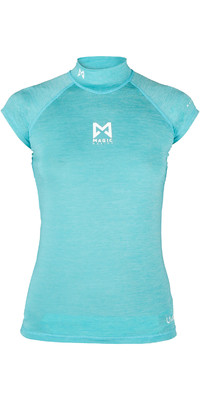 2022 Magic Marine Womens Cube Short Sleeve Rash Vest MM081012 - Blue Melee