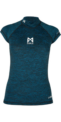 2022 Magic Marine Womens Cube Short Sleeve Rash Vest MM081012 - Dark Blue Melee