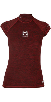 2022 Magic Marine Womens Cube Short Sleeve Rash Vest MM081012 - Red Melee