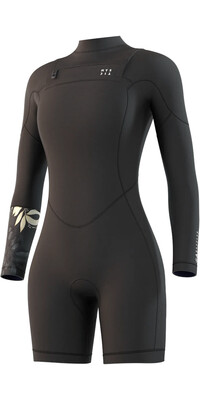 2023 Mystic Womens Dazzled 3/2mm Chest Zip Long Sleeve Shorty Wetsuit 35000220095 - Black