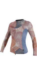 2022 O'Neill Girls Premium Skins Long Sleeve Rash Vest 4176 - Desert Bloom / Drift Blue