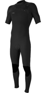 2022 O'Neill Mens Hyperfreak 2mm Chest Zip Short Sleeve Wetsuit 5497 - Black