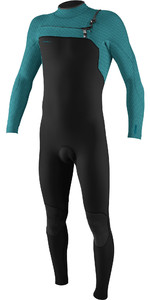 2022 O'Neill Mens Hyperfreak+ 3/2mm Chest Zip Wetsuit 5343 - Black / Tide Pool