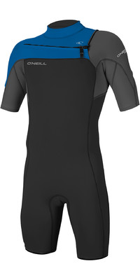 2023 O'Neill Youth Hammer 2mm Chest Zip Shorty Wetsuit 5413 - Black / Graphite / Ocean