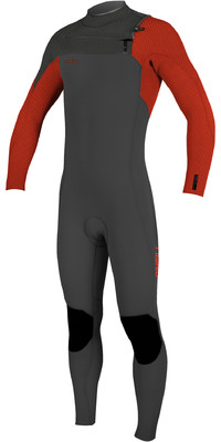 2024 O'Neill Youth Hyperfreak+ 4/3mm Chest Zip GBS Wetsuit 5351 - Raven / Fire Red