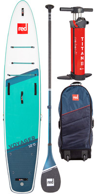 Red Paddle Co 12'0 Voyager Stand Up Paddle Board, Bag, Pump, Paddle & Leash - Prime Package