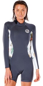 2022 Rip Curl Womens Dawn Patrol 2mm Long Sleeve Shorty Wetsuit 115WSP - Charcoal
