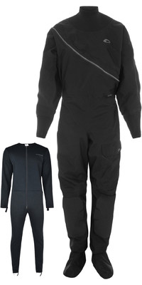 2023 Typhoon Womens Ezeedon Front Zip Drysuit & Underfleece 100192 - Black / Grey