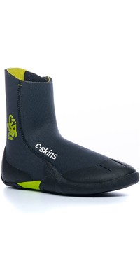 2023 C-Skins Junior Legend 3.5mm Zipped Round Toe Wetsuit Boots C-BOLEJZ - Graphite / Flash Green / Black