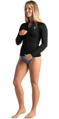 2024 C-Skins Womens Solace 1.5mm Front Zip Wetsuit Jacket C-SO15VELS - Black / White