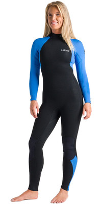 2023 C-Skins Womens Surflite 4/3mm GBS Back Zip Wetsuit C-SL43WBZ - Black / Azure