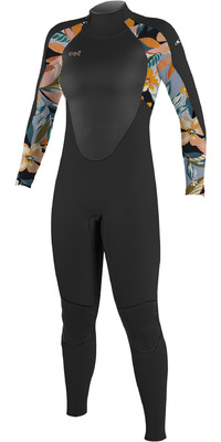 2023 O'Neill Womens Epic 3/2mm Back Zip GBS Wetsuit 4213B - Black / Demiflor