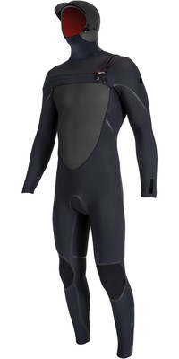 2024 O'Neill Mens Psycho Tech 6/4mm Chest Zip Hooded Wetsuit 5545 - Black