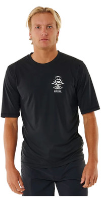2024 Rip Curl Icons Surflite UPF Short Sleeve Rash Vest 14YMRV - Black