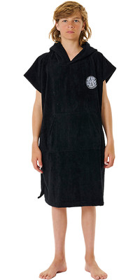 2024 Rip Curl Junior Logo Hooded Towel Changing Robe / Poncho 009BTO - Black