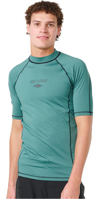 2024 Rip Curl Mens Fade Out UPF Performance Short Sleeve Rash Vest 145MRV - Washed Green