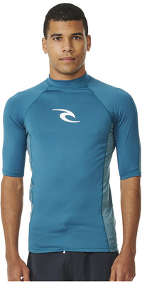 2023 Rip Curl Mens Waves UPF Performance Short Sleeve Rash Vest 142MRV - Dark Navy