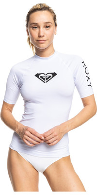 2024 Roxy Womens Whole Hearted Short Sleeve Rash Vest ERJWR03548 - Bright White
