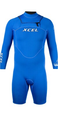 2024 Xcel Mens Archy's X1 2mm Long Sleeve Chest Zip Shorty Wetsuit MN211ZF3 - All Royal