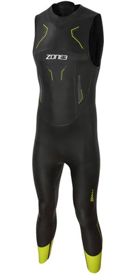 2023 Zone3 Mens Vision Back Zip Sleeveless Swim Wetsuit WS21MSLV101 - Black / Lime / Gunmetal