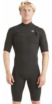 2024 Billabong Mens Absolute 2mm Chest Zip Shorty Wetsuit ABYW500115 - Black