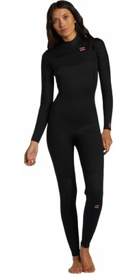 2024 Billabong Womens Foil 4/3mm Chest Zip Wetsuit ABJW100188 - Black