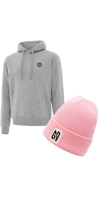 2024 Nyord Logo Hoodie & Beanie Hat Bundle AM001 - Grey / Pale Pink