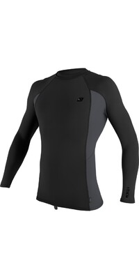 2024 O'Neill Mens Premium Skins Long Sleeve Rash Vest 4170B - Black / Graphite