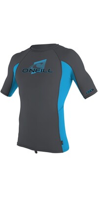 2024 O'Neill Youth Basic Skins Short Sleeve Rash Guard 4173 - Graphite / Sky