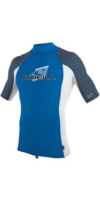 2024 O'Neill Youth Premium Skins Short Sleeve Turtleneck Rash Vest 4520 - Ocean / White / Copen Blue
