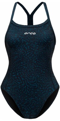 2024 Orca Womens Core One Piece Thin Strap Swimsuit MS53 - Dark Blue Diploria