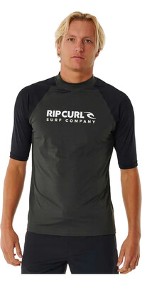 2024 Rip Curl Mens Shock UV Short Sleeve Rash Vest 147MRV - Black Marled