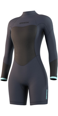 2024 Mystic Womens Brand 3/2mm Long Sleeve Shorty Wetsuit 210322 - Night Blue
